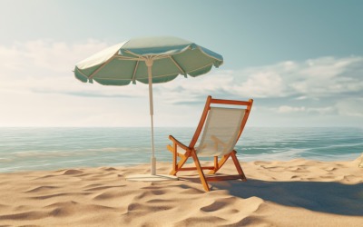 夏季海滩带阳伞的户外沙滩椅晴天265