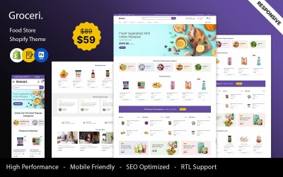 Groceri - Bakkal Meyve ve Sebzeler Duyarlı Shopify Teması