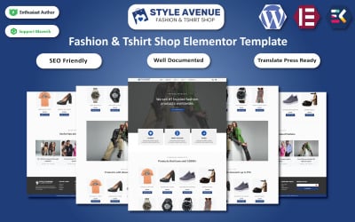 Style Avenue - 时尚 &amp;amp; Tshirt Shop WordPress Elementor Template