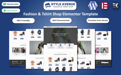 时尚商店和t恤的元素WordPress模型