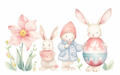复活节兔子，巨大的彩色复活节彩蛋，春天花70