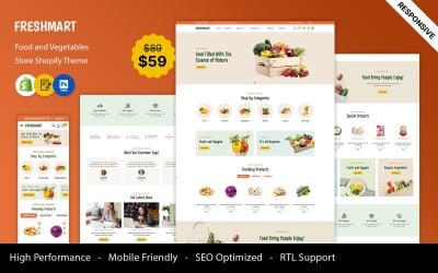 FreshMart - Tema Shopify adaptable para 天然食品 y comestibles