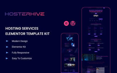 Hosterhive - Hosting &amp;amp; Domain Services 箴vider Website Template - Elementor Kit
