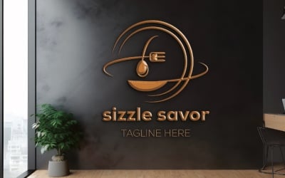 Modèle de logo Sizzle Savour pour les marques alimentaires et les restaurants