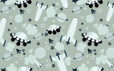 Spaceship Seamless Pattern Design