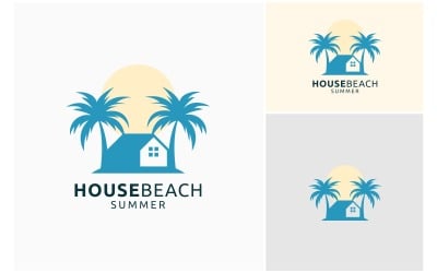 房子海滩家棕榈树标志