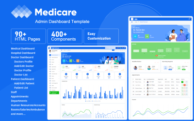 Medicare — многоцелевой шаблон медицинского администрирования Bootstrap 5