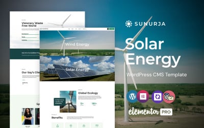 Sunurja -太阳能电池板和可再生能源WordPress元素主题