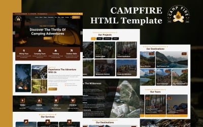 营火-徒步旅行，露营和徒步旅行的HTML5网站模板
