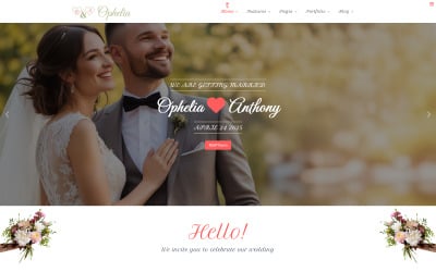 Modelo de casamento e namoro Ophelia Joomla