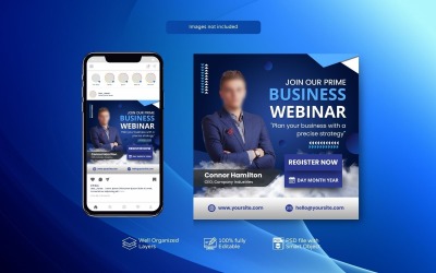 现场网络研讨会和企业社交媒体帖子的PSD模板