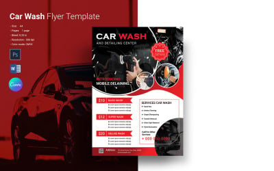 Printable Car Wash Flyer Template . Ms Word and Photoshop