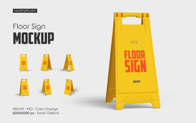 Floor Sign Mockup PSD Set