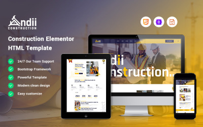 Andii - Bouw Elementor-websitesjabloon