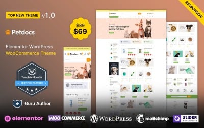 Petdocs - Tema WooCommerce Elementor para tienda de mascotas, cuidado de animales y alimentos para mascotas