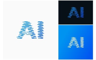 Logotipo de tecnología futurista de letra AI