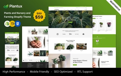 Plantux - Tema Shopify responsivo a plantas, viveiros e agricultura