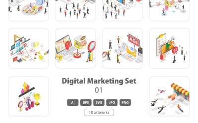 Conjunto de conceptos de marketing digital