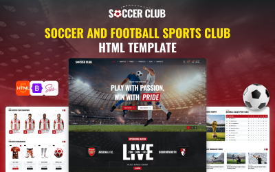 Squadra di calcio: modello HTML per sport di calcio premium per squadre dinamiche