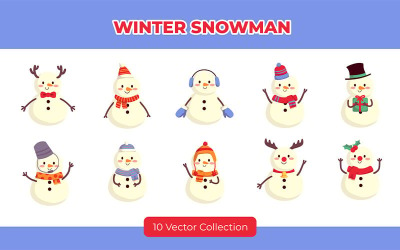 Winter Snowman Vector Set Collection