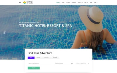 Modèle Joomla5 de réservation d&amp;#39;hôtel et de tourisme de voyage JL Titanic