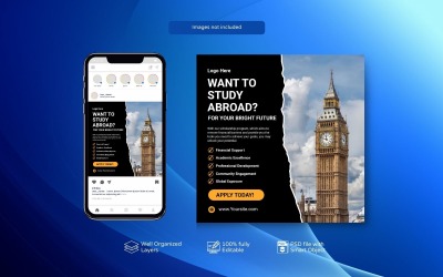 Torn Design Study Abroad Education Social Media PSD Template