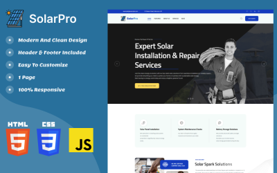 SolarPro - Strona docelowa HTML5 Bootstrap dla energii słonecznej