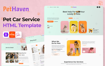 Pet Haven – Husdjursvård, Pet Shop HTML 5-webbplatsmall