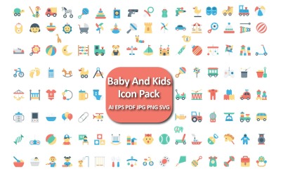 Cute and Playful Baby &amp;amp; Kids Icon Set