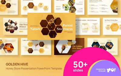 GOLDEN HIVE Bal Mağazası Sunum PowerPoint Şablonu