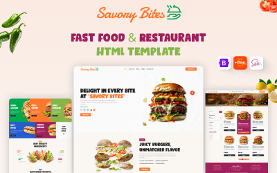 Hartige hapjes - HTML-websitesjabloon voor fastfood en restaurants