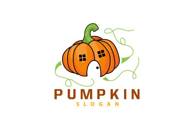 Premium Pumpkin Logo Halloween Fruit Design V7