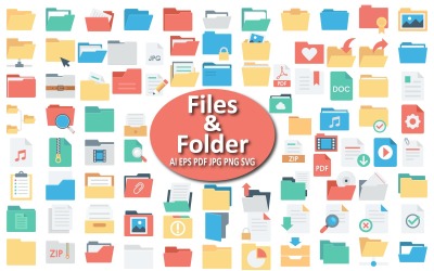 Files and Folder Icon Set for Organization and Storage