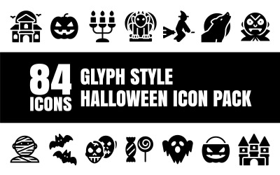 Glypiz - Paquete de iconos multipropósito de Halloween en estilo glifo