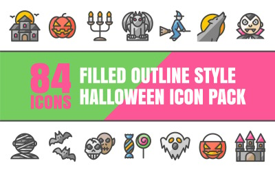 Outliz - Pacchetto icone multiuso di Halloween in stile contorno riempito