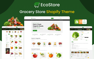 EcoStore – A zöldségek, szupermarketek és bioélelmiszerek e-kereskedelmi Shopify témaköre