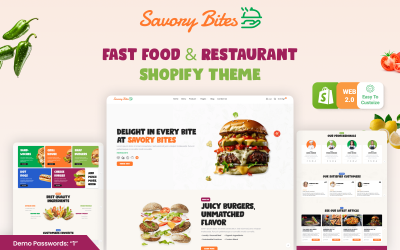 Savory Bites – Thème Shopify 2.0 pour restauration rapide et restaurant