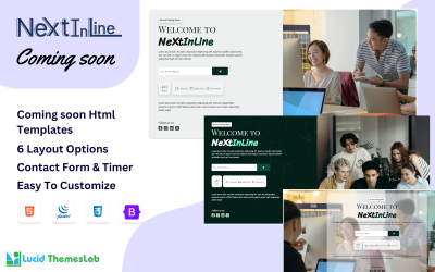 Nextinline Coming Soon HTML Template with 6 Variants