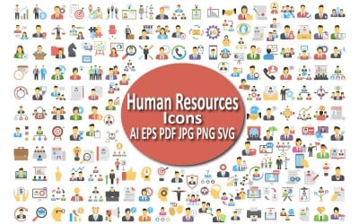 Comprehensive Human Resources Icon Set for HR and Recruitment Projects