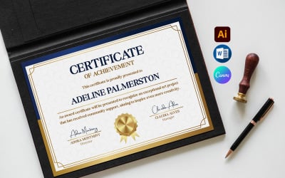 Blue &amp;amp; Gold Achievement Certificate Template