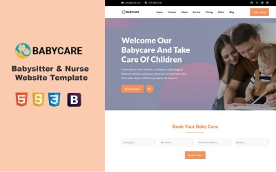 Babycare - Babysitter &amp;amp; Verpleegkundige HTML Landingspagina Sjabloon