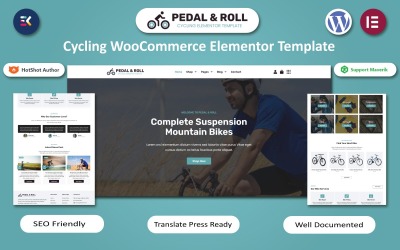 Pedal &amp;amp; Roll – kerékpározás WooCommerce Elementor sablon