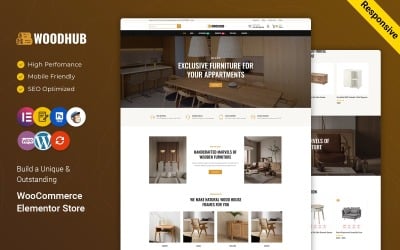 WoodHub - Sklep z drewnem i meblami oraz motyw WooCommerce do wystroju wnętrz