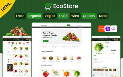 EcoStore - Çevrimiçi Bakkal &amp;amp; Organik Gıda HTML Web Sitesi Şablonu