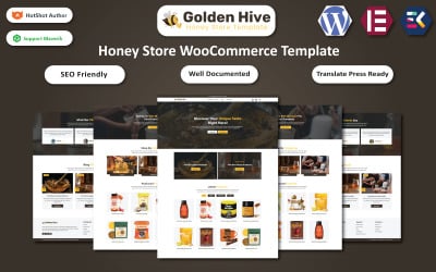 Golden Hive — магазин меда, травяного чая и кофе, шаблон WooCommerce Elementor