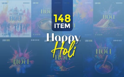 Happy Holi Social Media Banner Poster Template