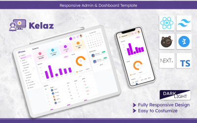 Kelaz - Modèle de tableau de bord réactif moderne créé avec Next.js 15 et React.js