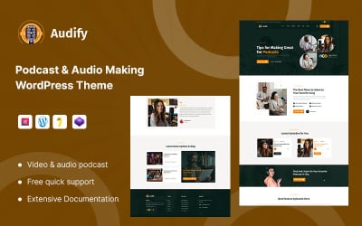 Audify – Podcast audio készítés és zeneiskola WordPress téma