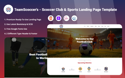 TeamScoccer&#039;s -  Scoccer Club &amp;amp; Sports Landing Page Template