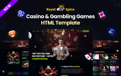 Royal Spins - HTML šablona pro online kasino a hazardní hry